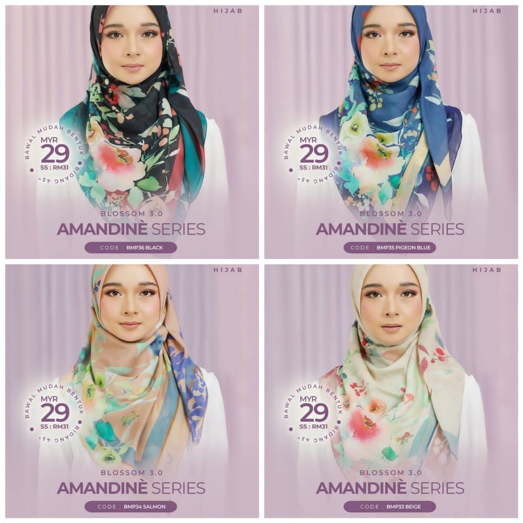 MINAZ Hijab Blossom Series 3.0_Amandine Series, Women's Fashion ...