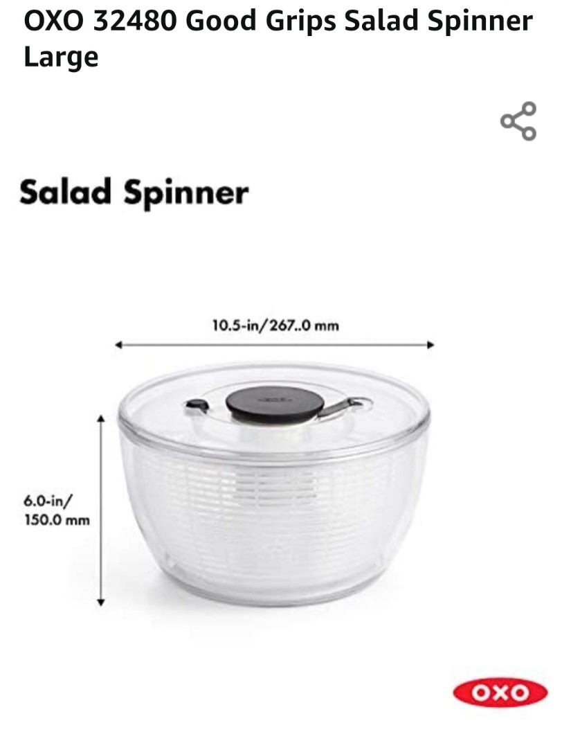 OXO 32480 Good Grips Salad Spinner Large, TV & Home Appliances, Kitchen
