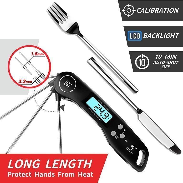 P155 Meat Thermometer, DOQAUS Instant Read Cooking Thermometer, Digital  Food Thermometer, Backlight LCD Screen Foldable Long Probe & Auto On/Off,  Perfect for Kitchen Cooking, BBQ, Water,Meat, Milk (Black), Furniture &  Home Living