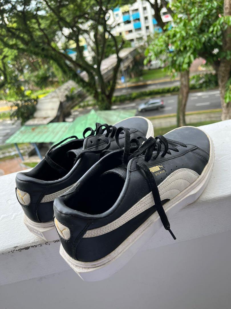 Puma Breaker Suede Low Top Leather Lace Up Black Trainers