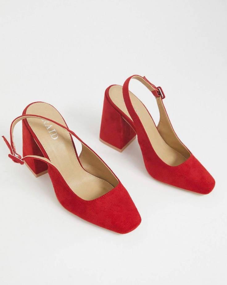 Red wide sales fit block heels