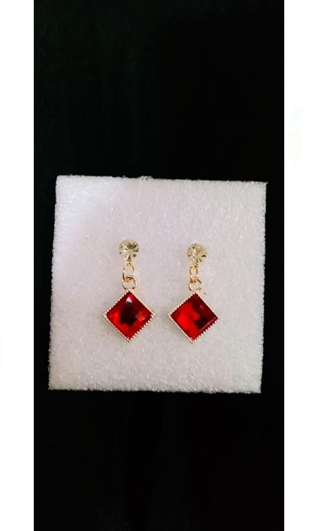 Red store crystal earrings