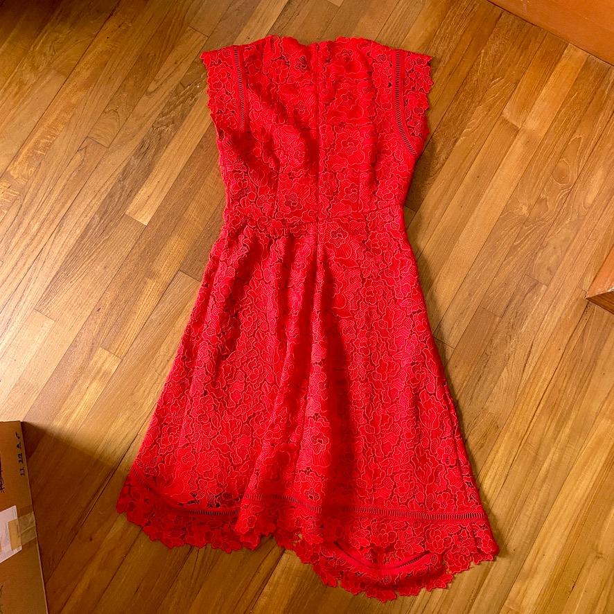 Reiss Red Lucy Floral Eyelet Lace A line Dress