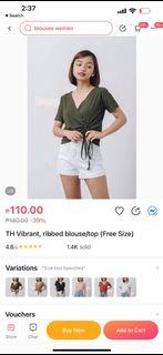 Ribbed Wrap Style Blouse, worn thrice, free size