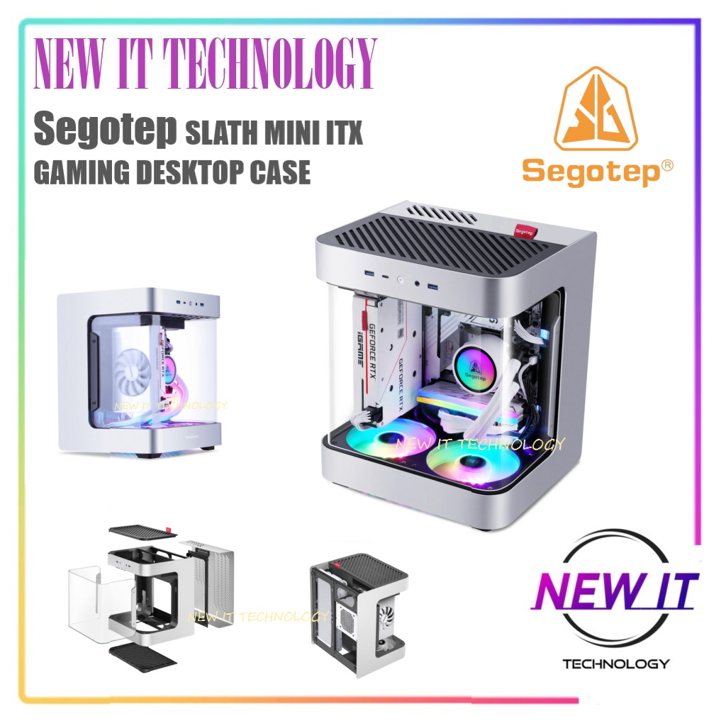  Segotep Slath Mini ITX PC Gaming Computer Case, Double Curved  Tempered Glass Side Panel, GPU Vertical Mounting, Cable Management System,  SFX PSU Supported (Slath Mini) : Electronics