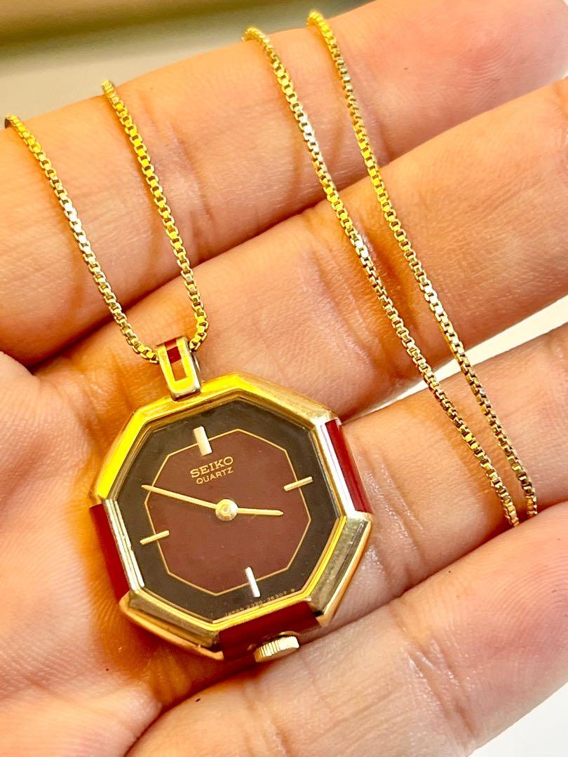 Seiko Pendant Vintage Watch w/ 18k GP necklace, Women's Fashion, Watches &  Accessories, Watches on Carousell