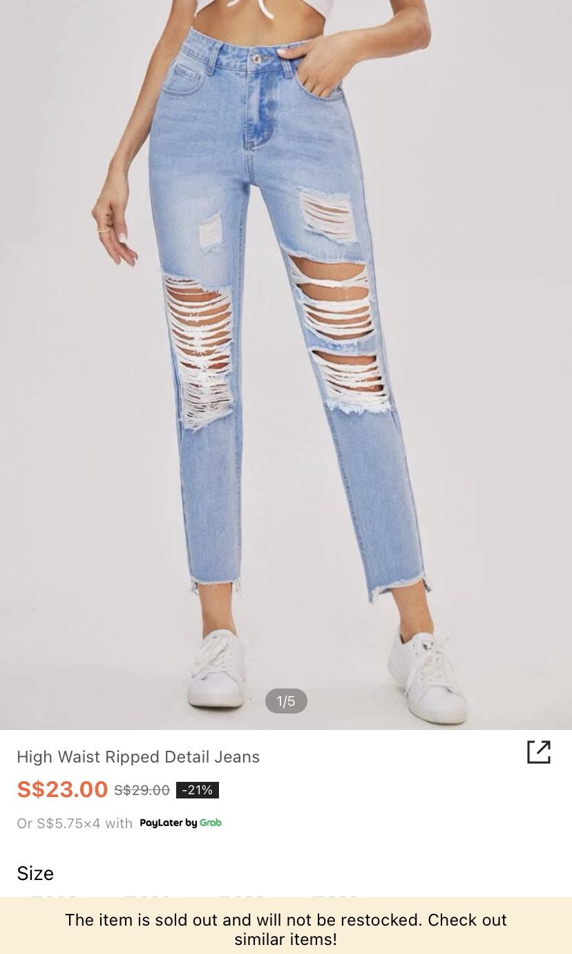 SHEIN High Waisted Ripped Jeans