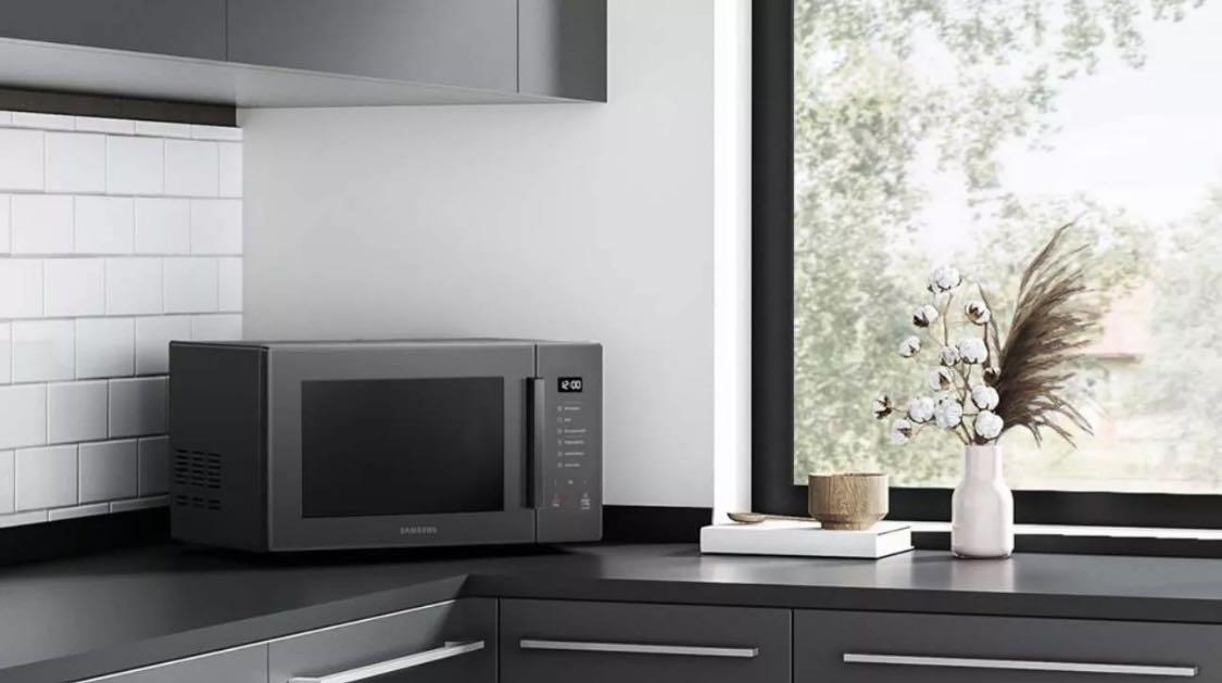 black and grey microwave