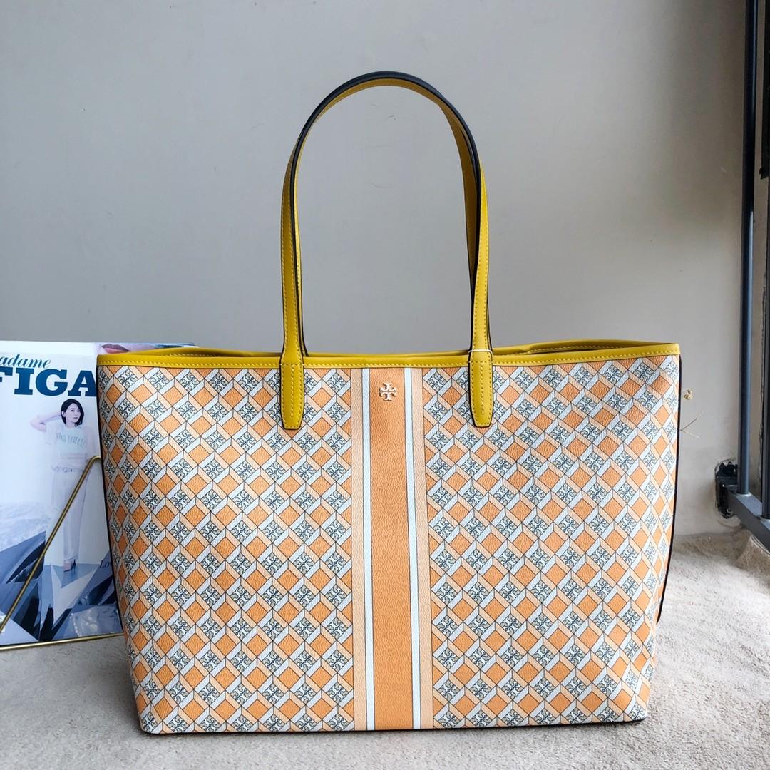 Tory Burch Tile T-Link T Zag Large Tote Bag yellow, Women's Fashion, Bags &  Wallets, Tote Bags on Carousell