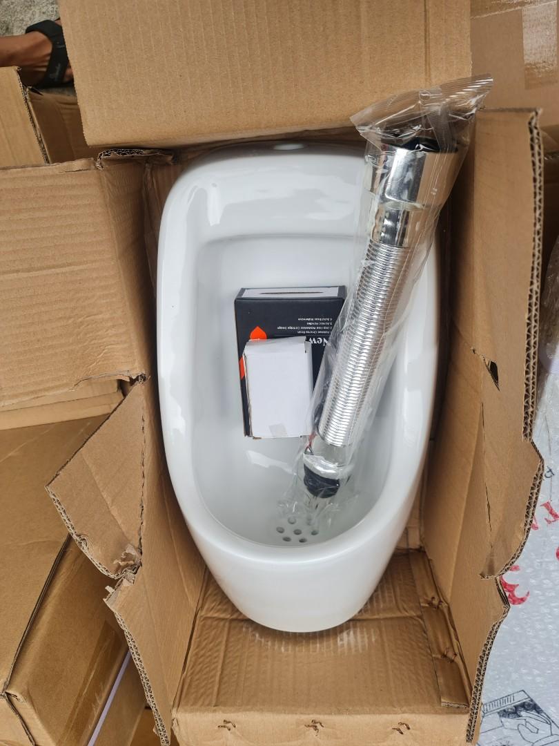 Urinal toilet bowl with fittings, Furniture & Home Living, Bathroom