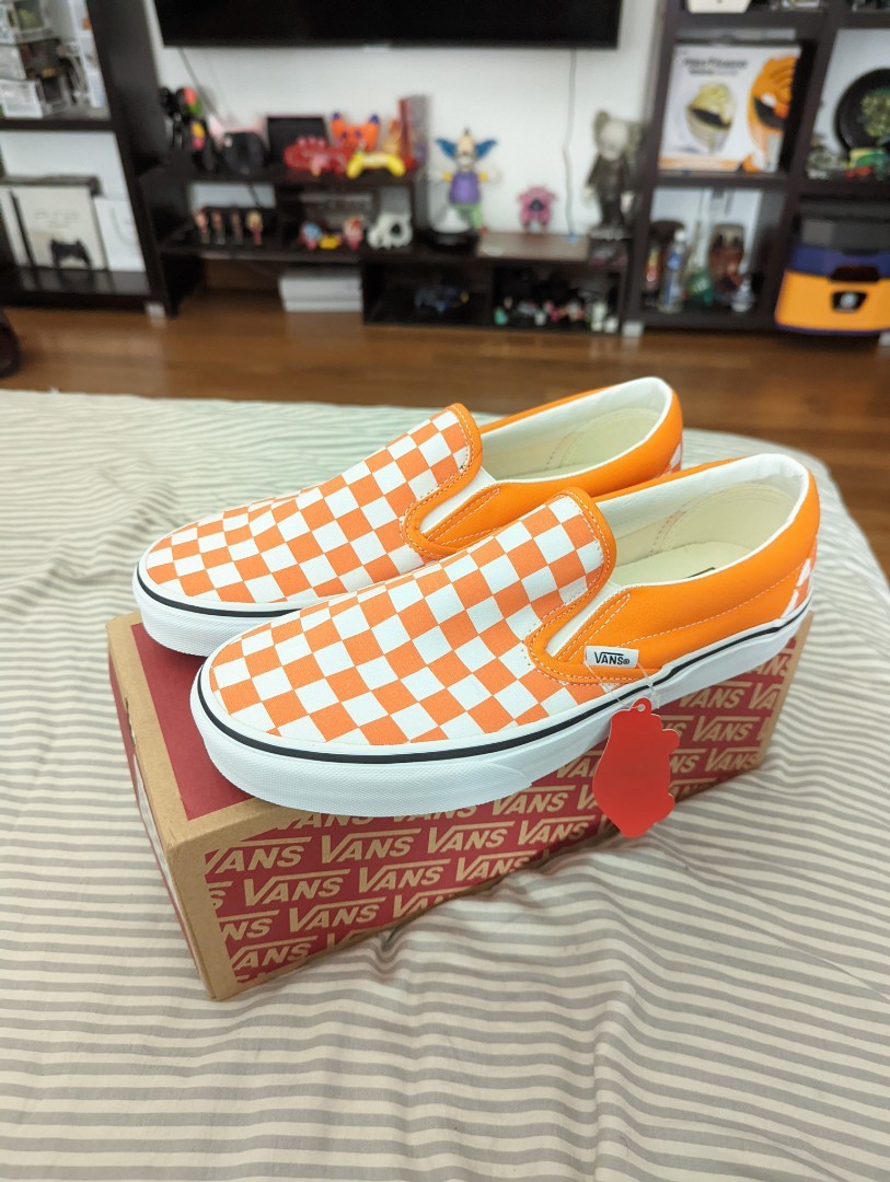Vans orange checkered on sale