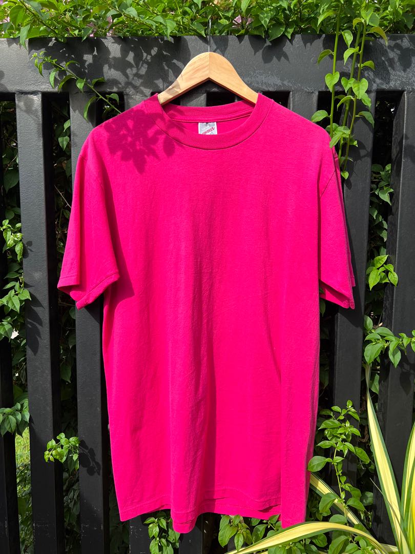 Vintage Jerzees Hot Pink Blank, Men's Fashion, Tops & Sets, Tshirts ...