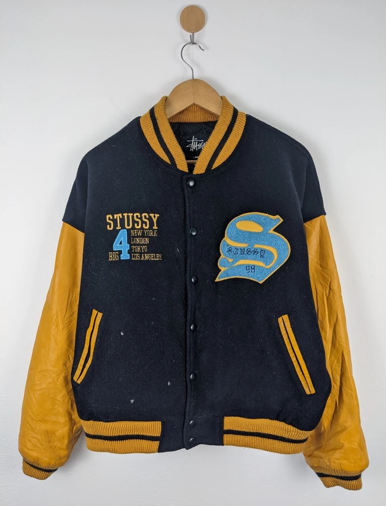 Vintage Stussy Big 4 City Varsity 90s 1997 Jacket, Men's Fashion