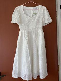White Embroided Midi Dress (Her Velvet Vase)