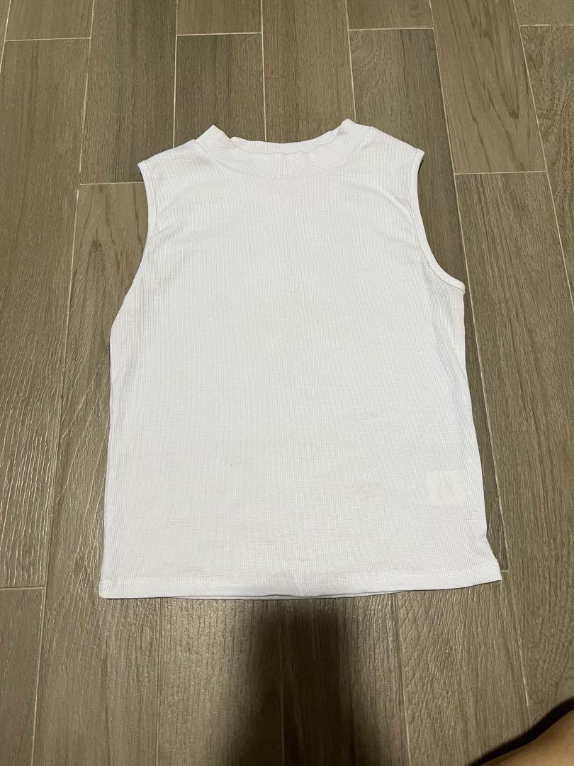 White high neck best sale top sleeveless