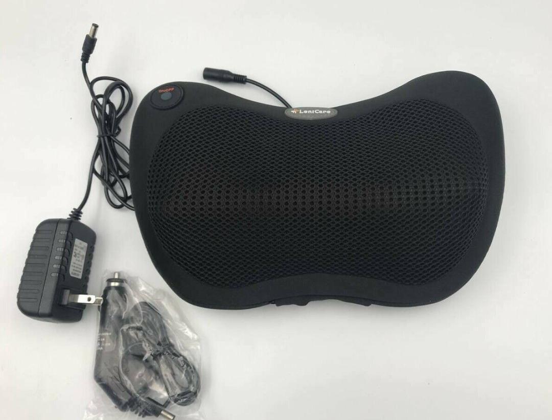  Lentcare Shiatsu Back and Neck Massager 4 Heated Rollers with  Heat - 3D Kneading Deep Tissue Massage Pillow with AC Adapter (Wired) for  Office, Home, Car, Chair, Athletes & Muscle Pain