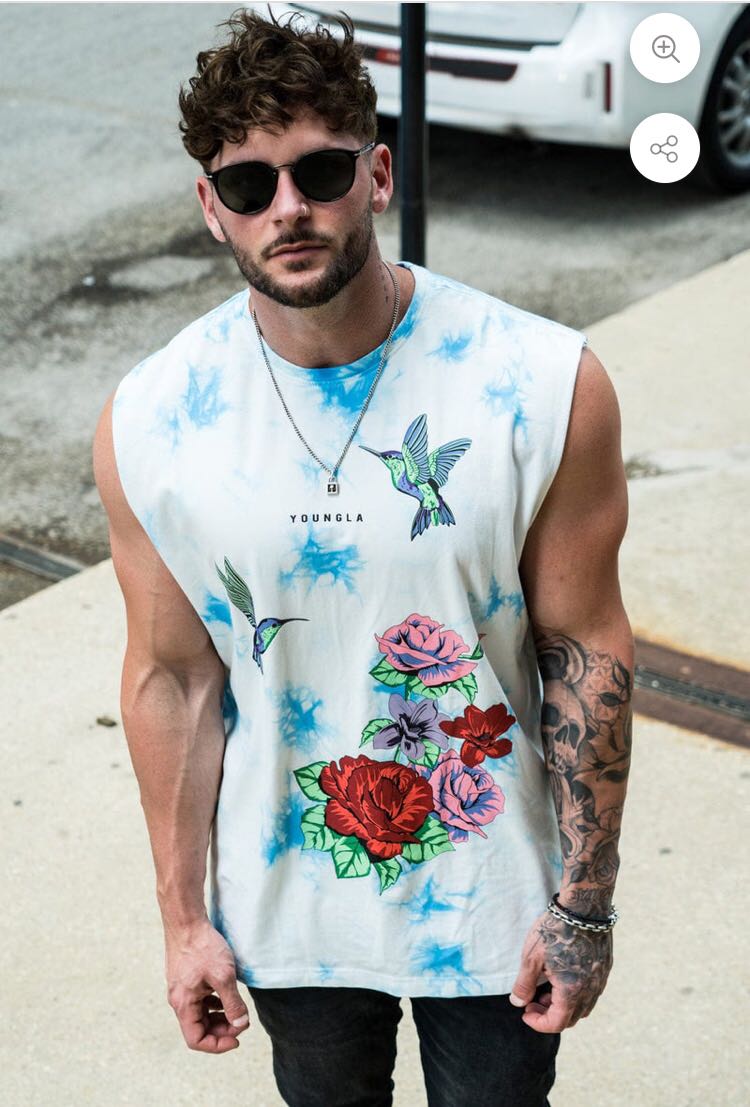 YOUNGLA Tie-dyed sleeveless top, gym, workout streetwear, Men's Fashion,  Activewear on Carousell