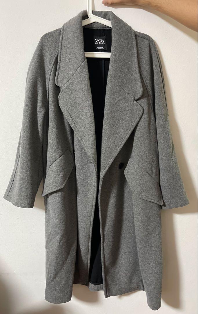 ZARA Grey Coat, Women's Fashion, Coats, Jackets and Outerwear on Carousell
