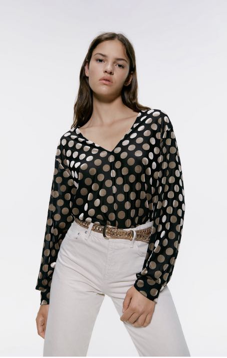 Velvet polka shop dot top