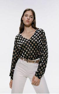 Zara velvet polkadot top