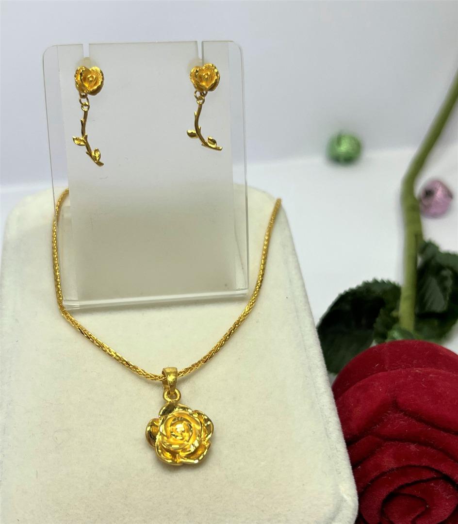 Real gold rose new arrivals pendant necklace