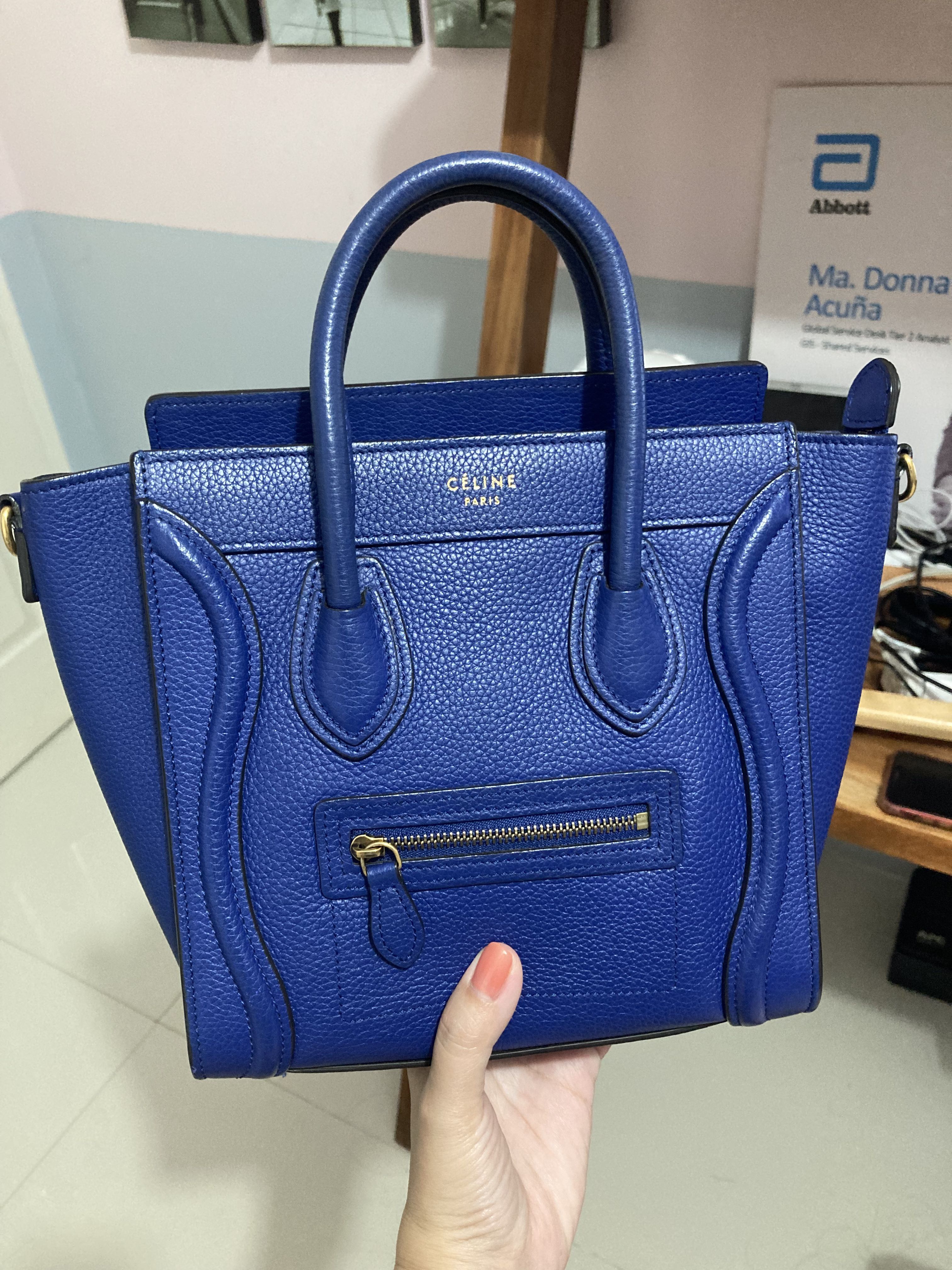 💯 Authentic Celine Nano Luggage Bag Royal Blue in Drummed Calfskin ...