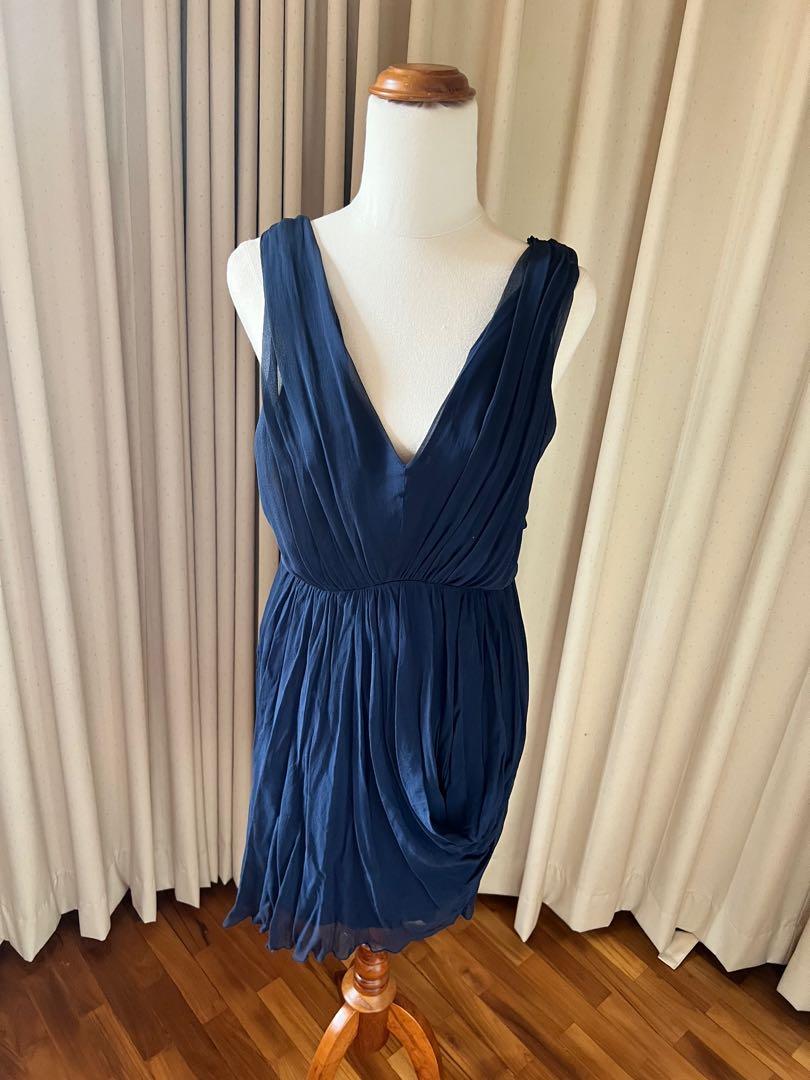 Alice and Olivia Silk Navy Blue Dress