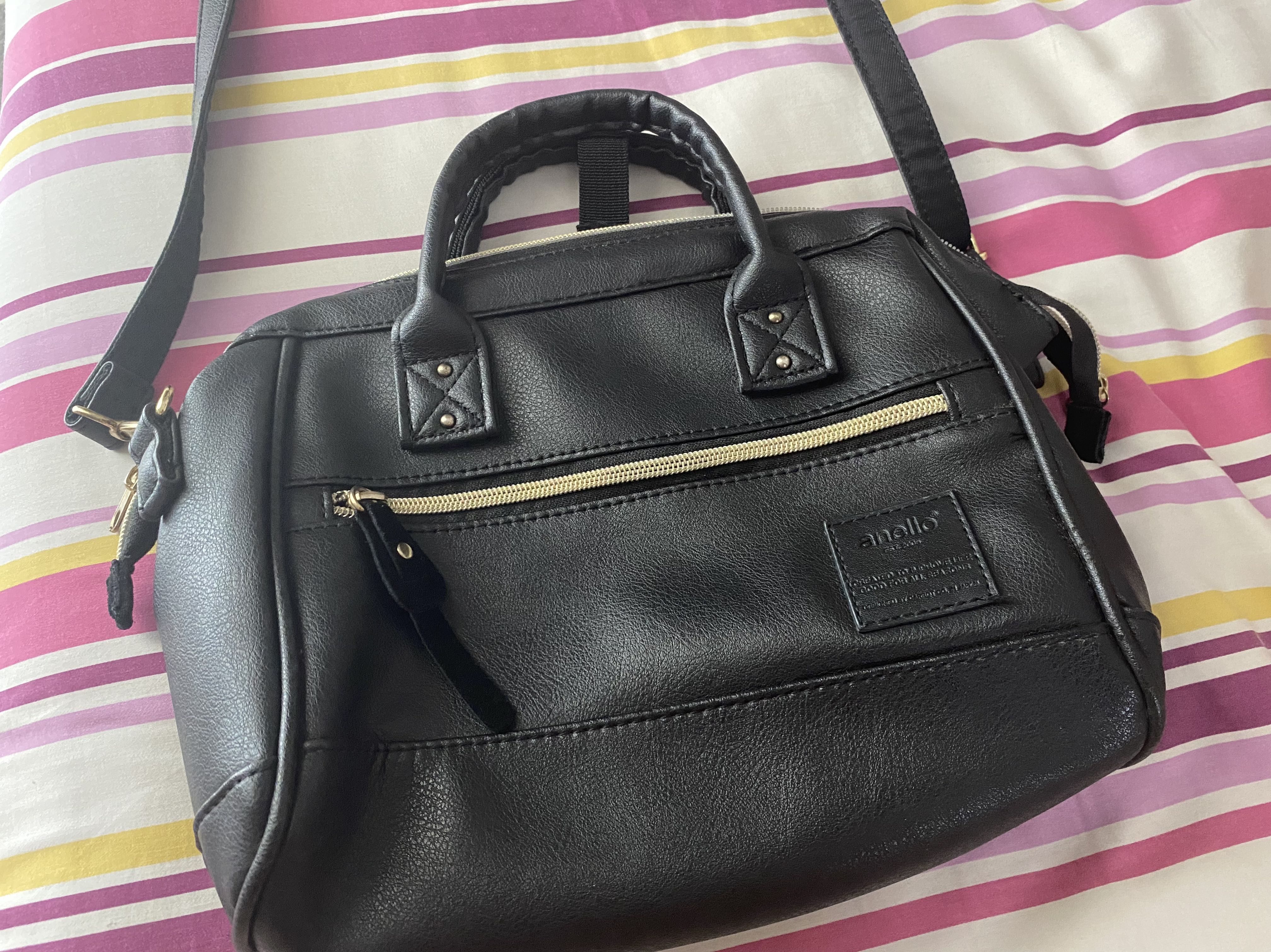 Anello black sling top bag
