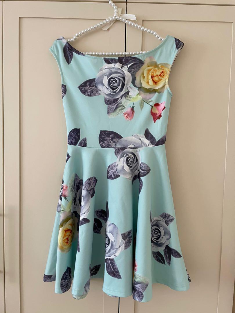 bardot floral skater dress
