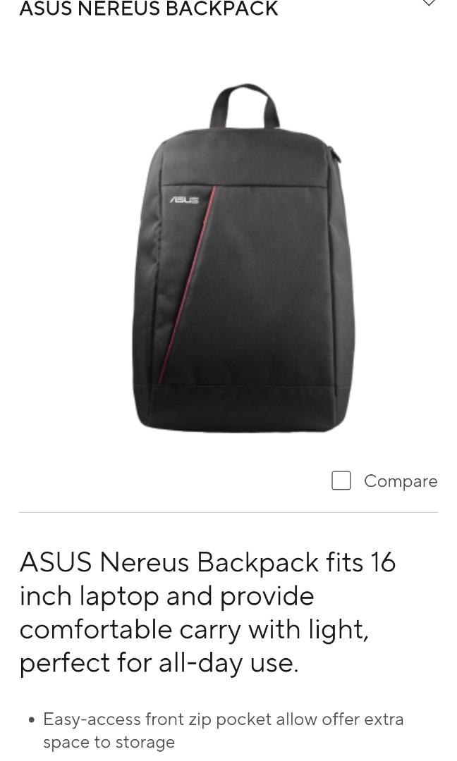 ASUS Nereus Backpack fits 16 inch laptop bag w free Kaspersky Internet Security