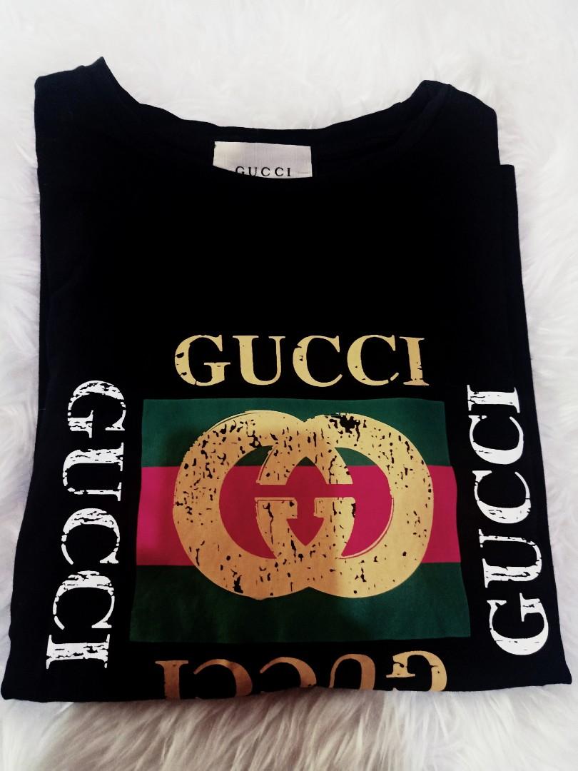 Super Sale ‼️ Like New 🔥Authentic Gucci Black Logo T-Shirt once used only  (Money back if proven fake) Medium on tag but fit to Small - Large, Women's  Fashion, Tops, Shirts on