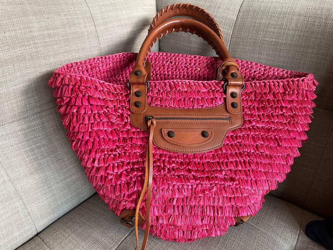 Balenciaga top raffia tote