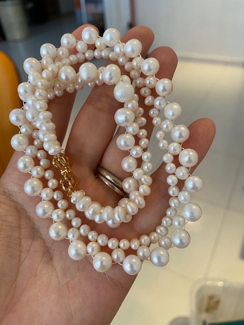 Braided Natural Pearl Necklace Women s Fashion Jewelry