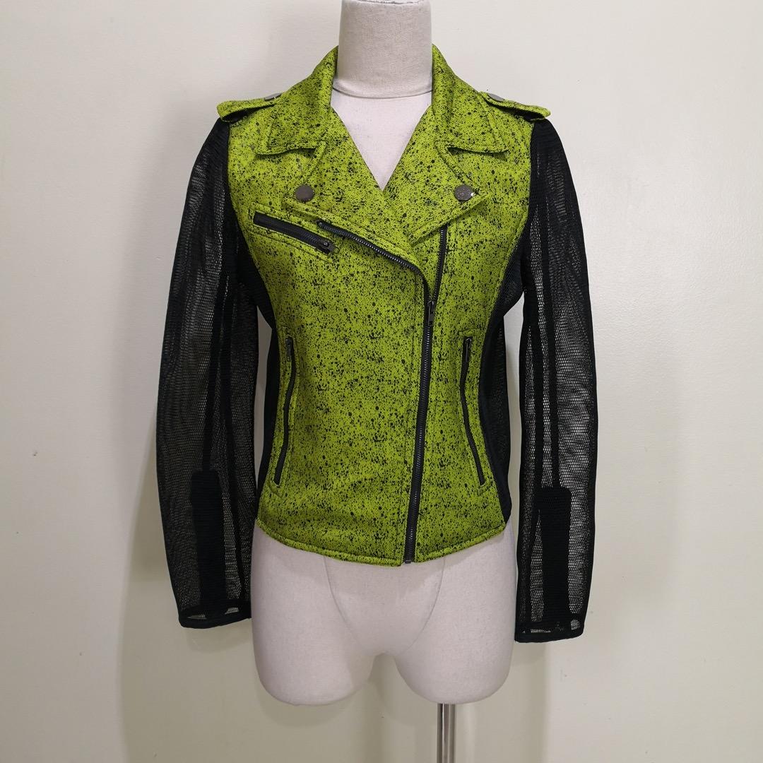 Caramel Neon Green with Black Speckles Punk/Grunge Mesh Motorcycle