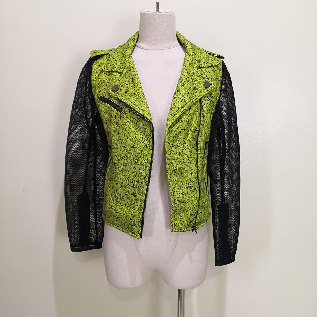 Caramel Neon Green with Black Speckles Punk/Grunge Mesh Motorcycle