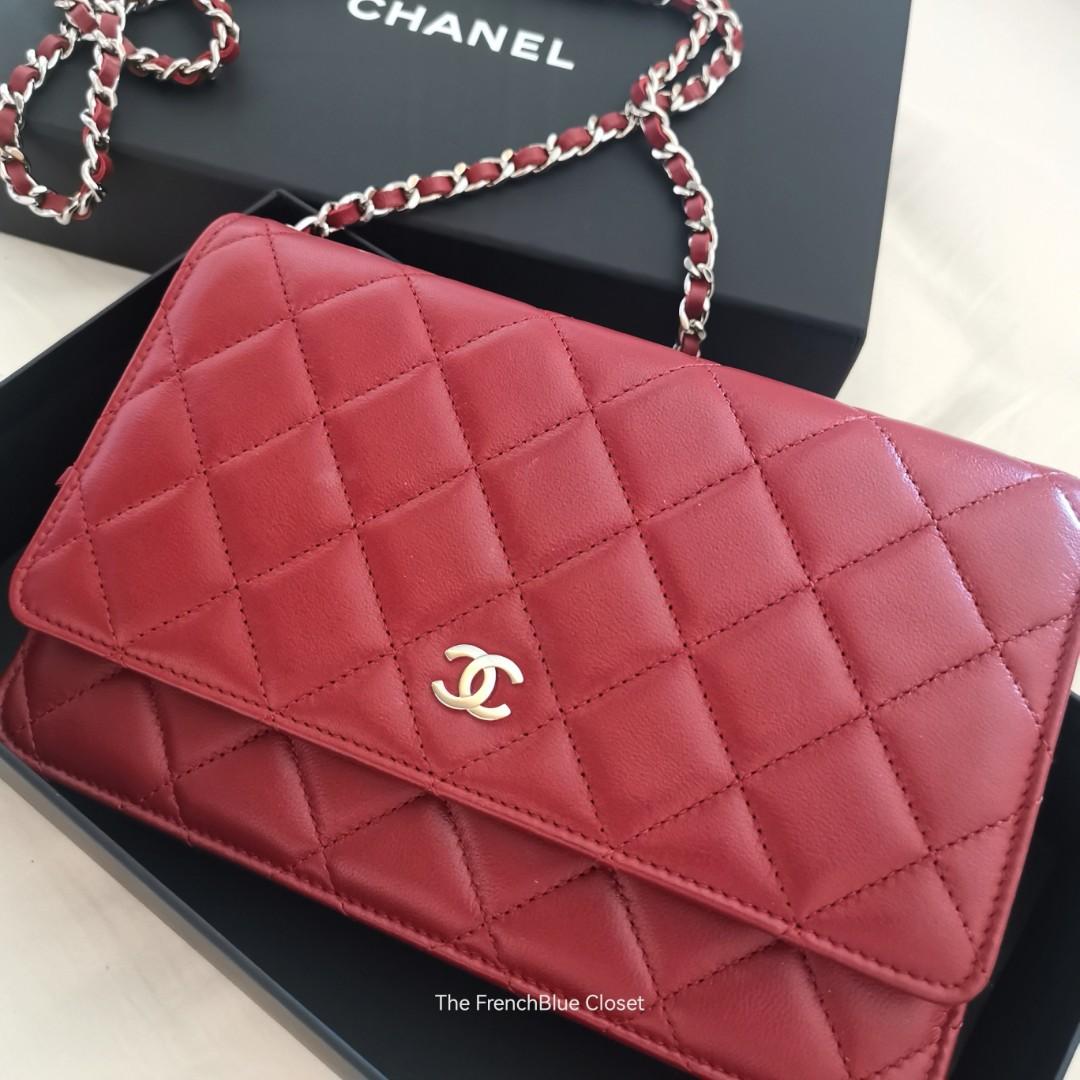 Chanel Red Lambskin Wallet on Chain SHW