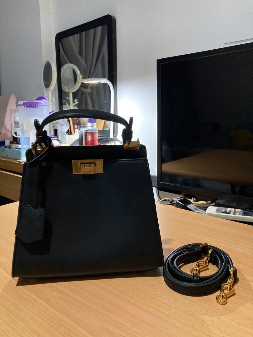 Charles and Keith Angular Pushlock handbag, Women's Fashion, Bags