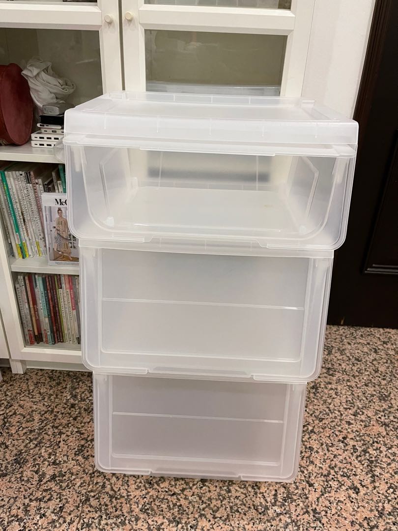 Clear storage boxes, Furniture & Home Living, Home Improvement
