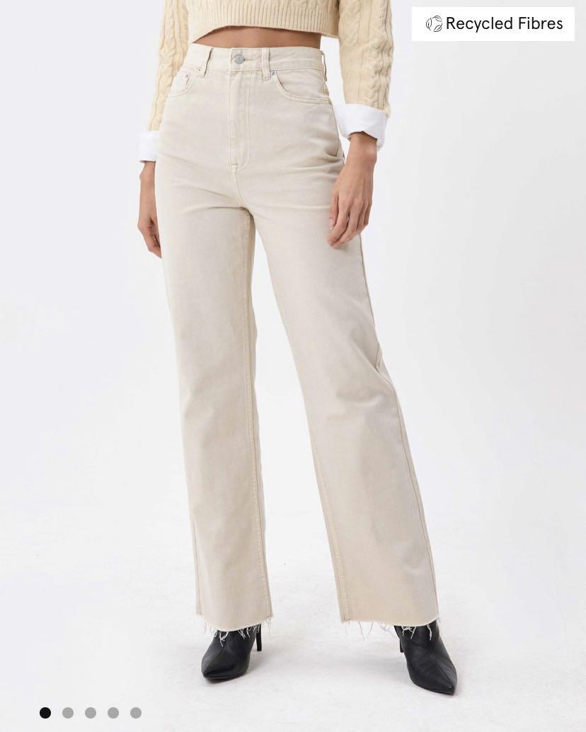 Cream Relaxed Straight Leg Jean, Women 
