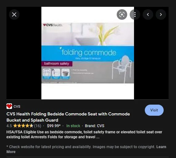 [SALE] CVS Health Folding Commode, Health & Nutrition, Medical Supplies