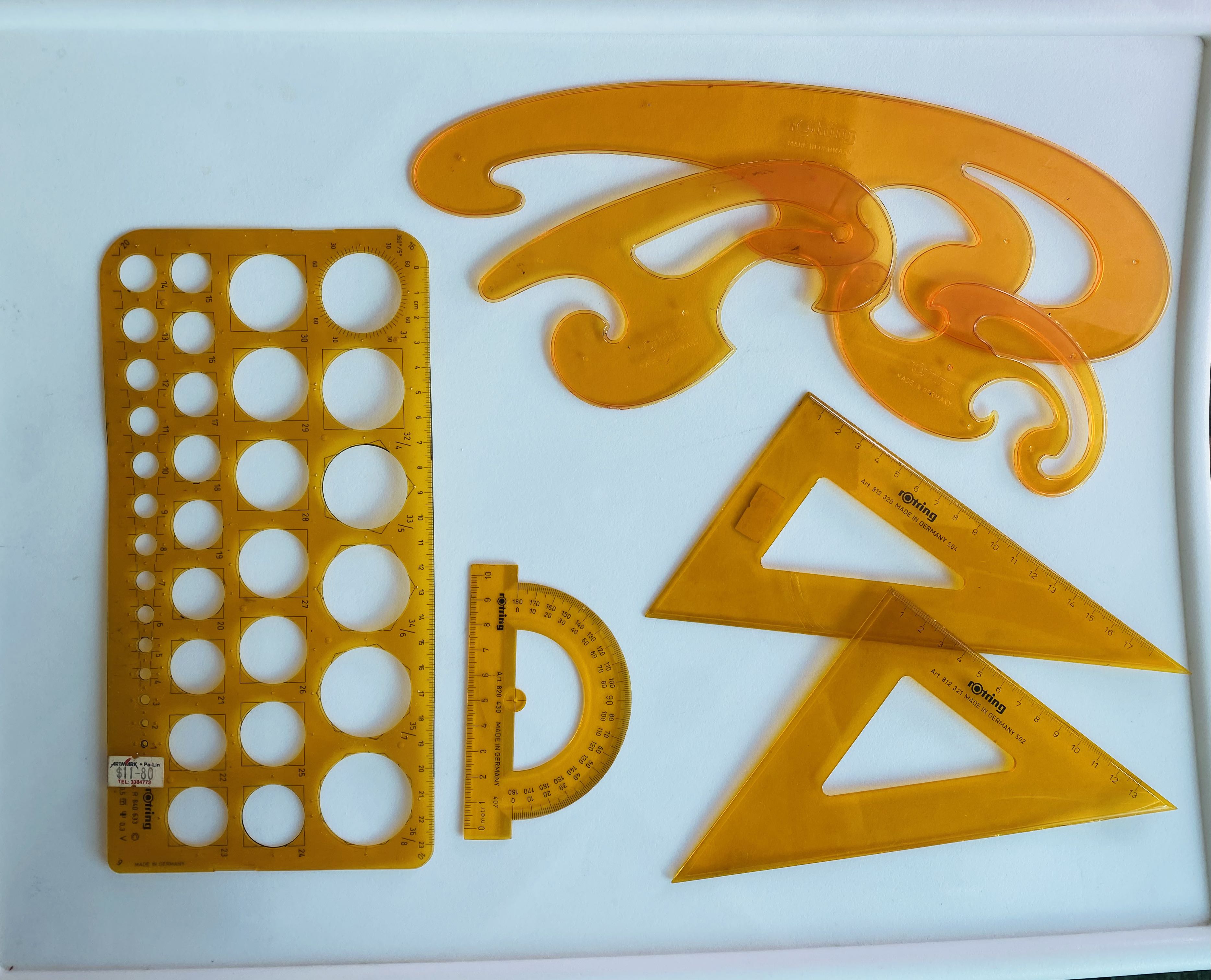 Drawing/sketching set squares, curved ruler stencils, Hobbies & Toys ...