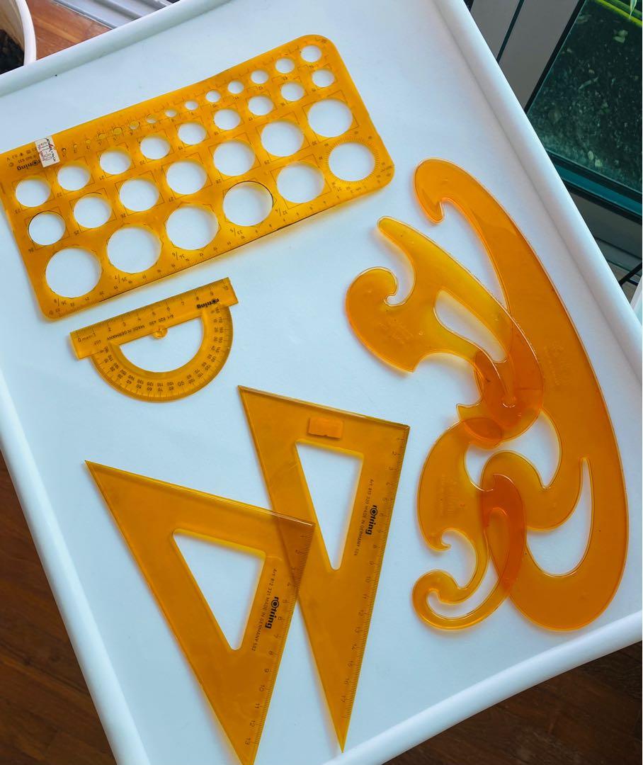 Drawing/sketching set squares, curved ruler stencils, Hobbies & Toys ...