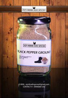 EJs Herbs and Spices BLACK PEPPER GROUND in Square Jars