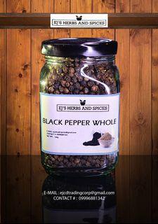 EJs Herbs and Spices WHOLE BLACK PEPPERCORN in large square jar