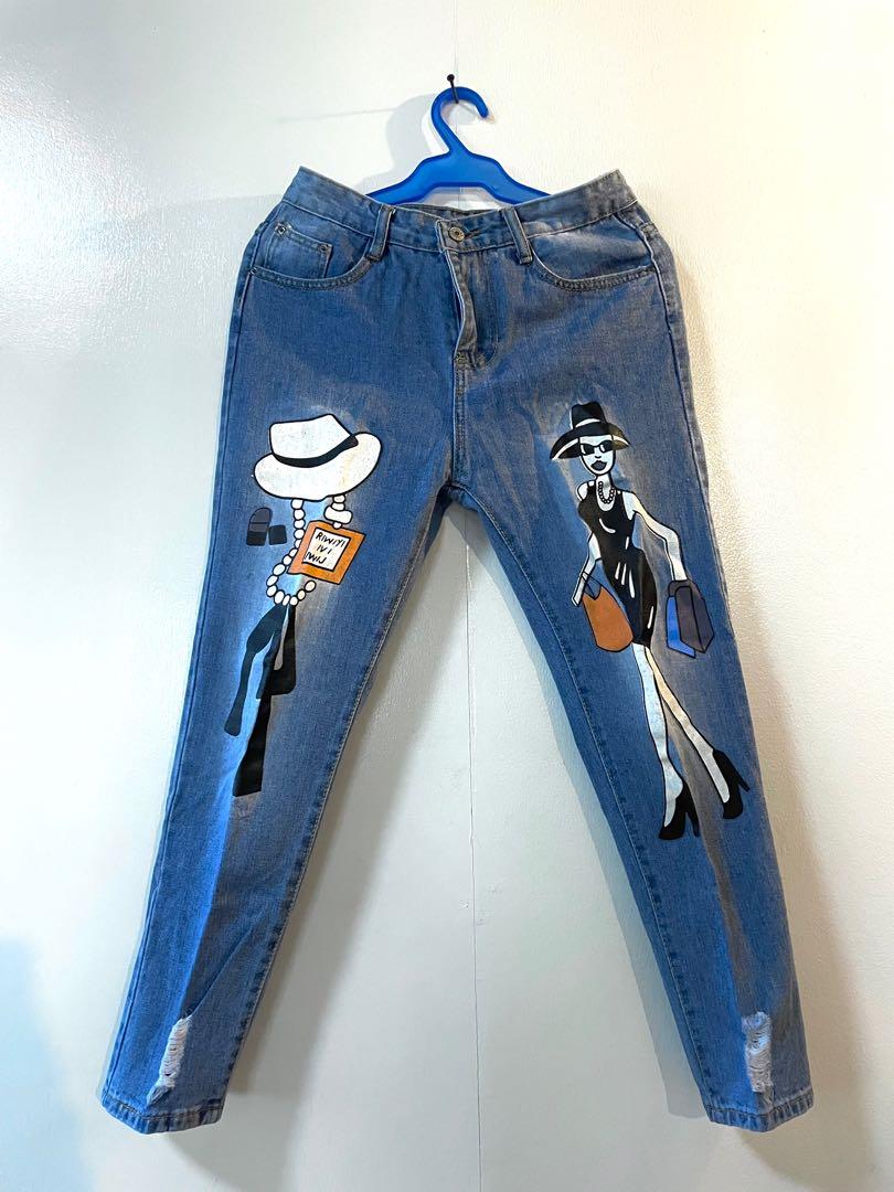 Painted Jeans, Women's Bottoms, Jeans on Carousell