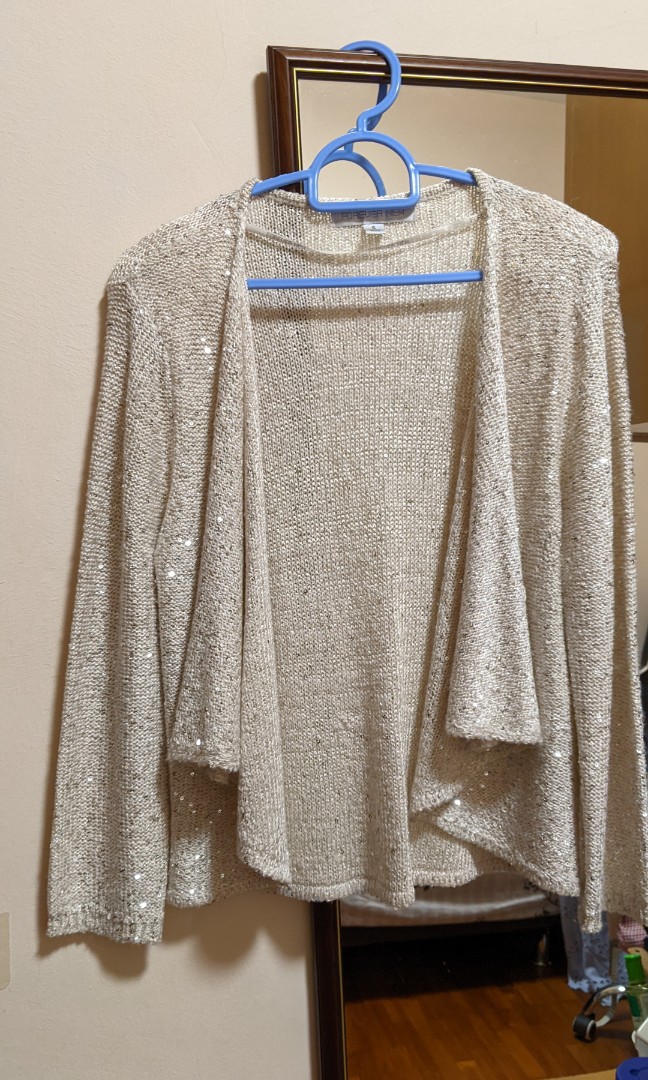 White outlet sequin cardigan
