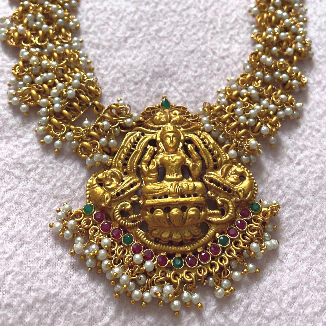 Grand Gold plated long Necklace with earrings Indian traditional
