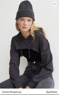 H&M Dark Grey Cropped Hoodie