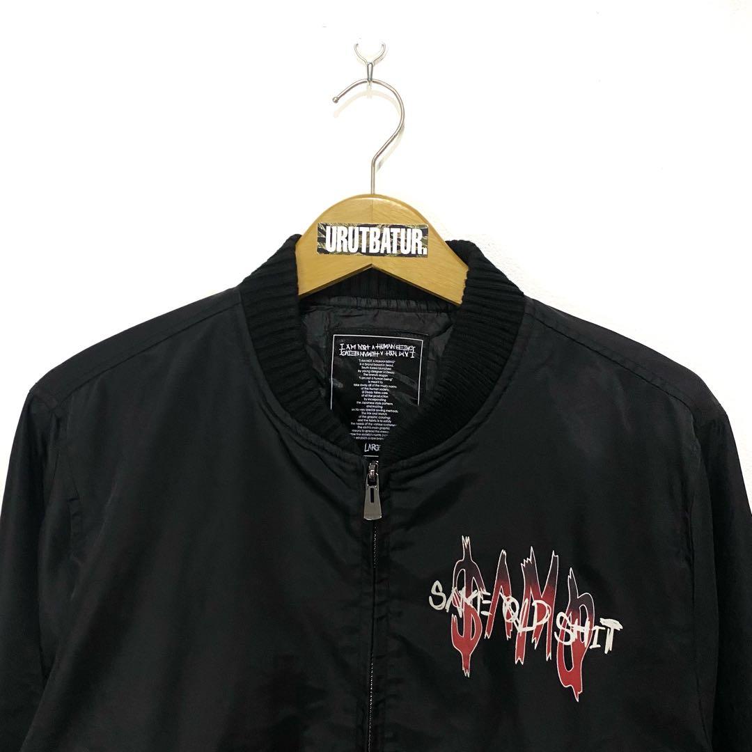I AM NOT A HUMANBEING  ジャケット　L　MA1　黒 韓国ブランド□I AM NOT A HUMAN BEING⁄デニムジャケット