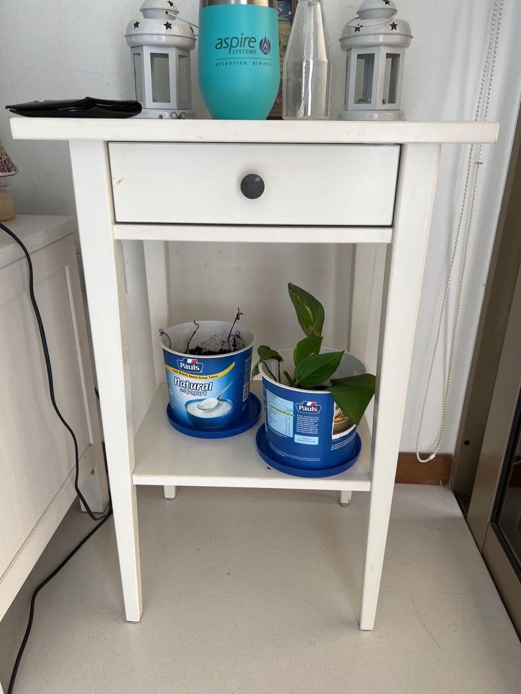 IKEA white bed side table set, Furniture & Home Living, Furniture